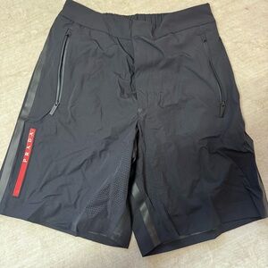 Prada Linea Rossa Black Technical Nylon Shorts NFC Auth M